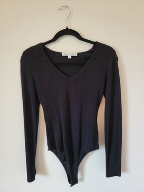 Lola + Grace Black Long-Sleeve V-Neck Bodysuit